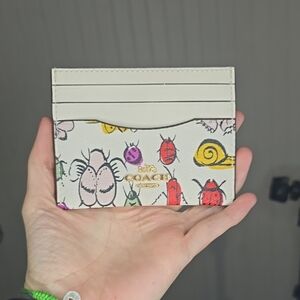 Coach Multicolor Insect Print Card Holder